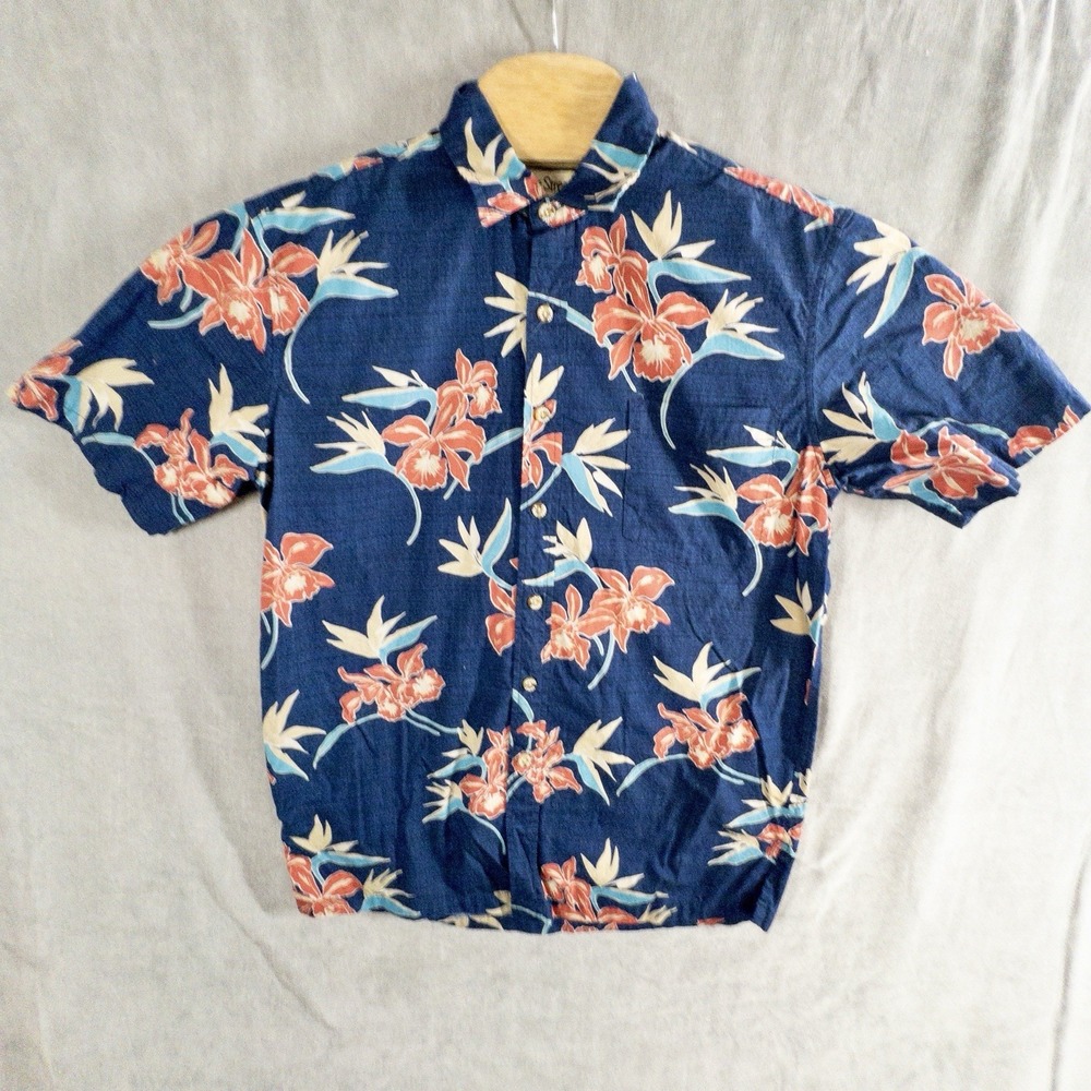 Cooke Street Hawaiian Shirt Mens Small Blue Floral Print Resortwear Cruise Beach